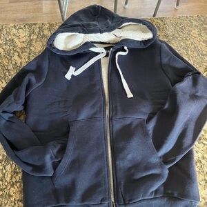 Women’s Navy Blue Zip-Up Hoodie with Sherpa Lining NWOT